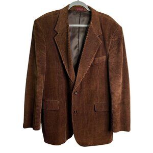 Mens Cordovan & Grey Ltd Brown Corduroy Blazer Jacket Mens 46L Retro Vintage